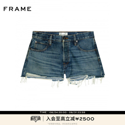 【春夏新品】FRAME女士复古毛须边休闲牛仔短裤HANG SHORT