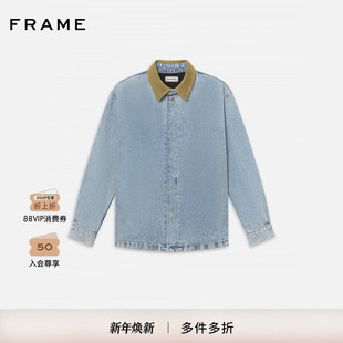 宽松美式 FRAME男士 新款 复古翻领牛仔外套衬衫 2025秋季
