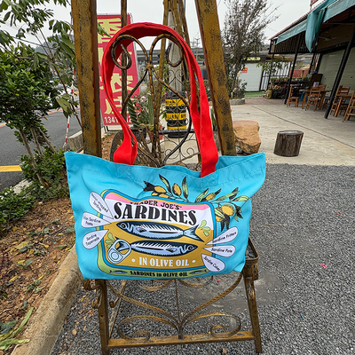 美国Trader Joe's缺德舅可爱沙丁鱼罐头布袋购物袋时尚环保手提包