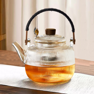 煮茶壶玻璃烧水壶耐高温电陶炉加热蒸煮一体提梁壶家用大容量茶具