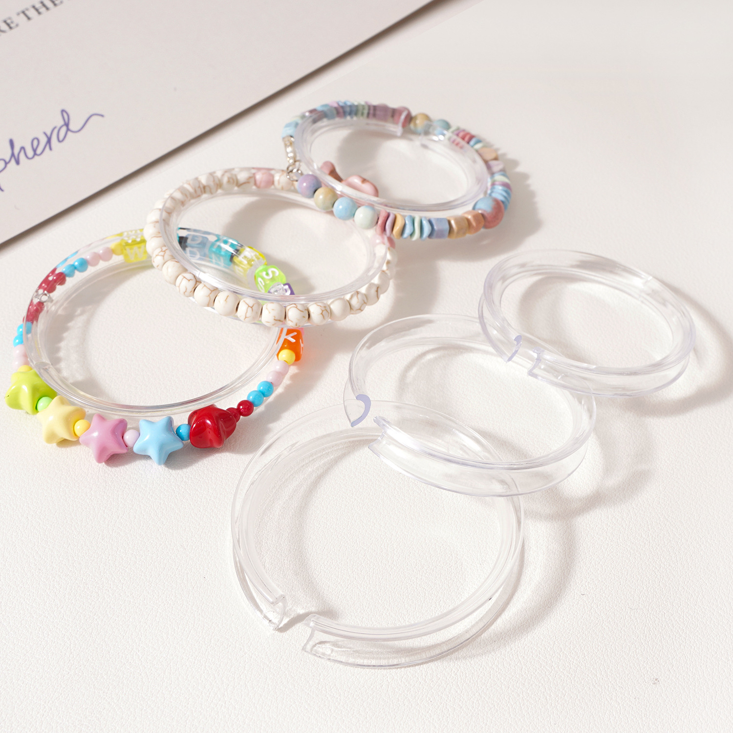 透色串珠子展示盘松木原木色手链摆件陈列饰品展示架创意拍摄道具