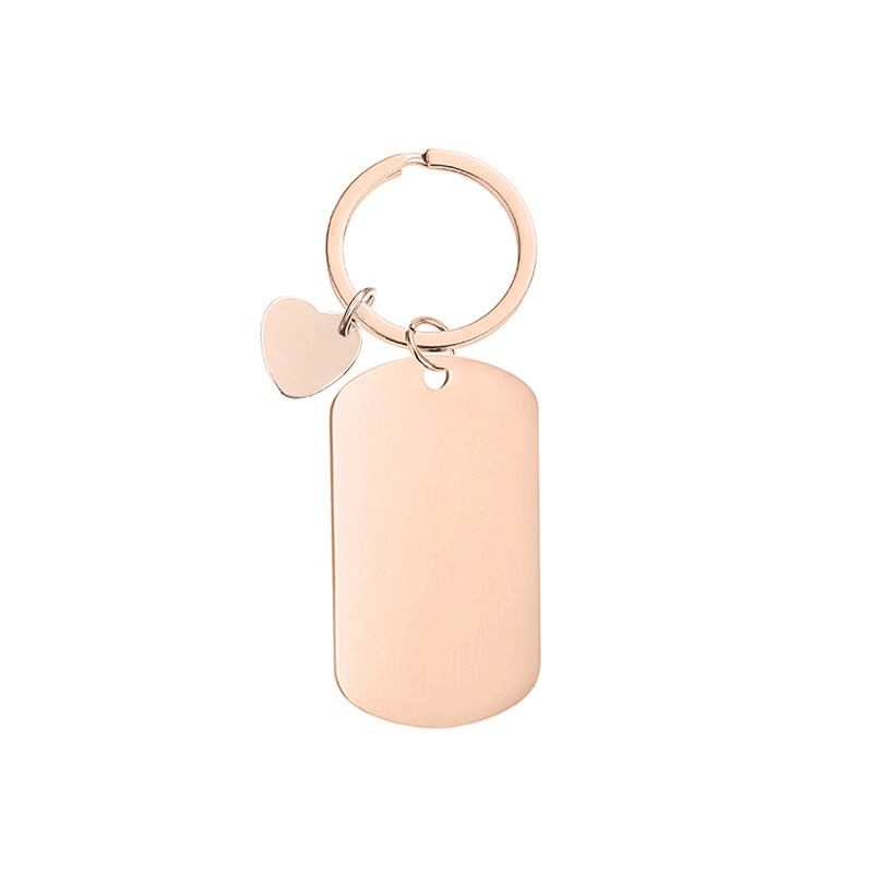 钥匙扣现货激光UV彩印空白不锈钢材料节日礼物刻字金属钥匙扣
