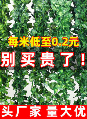 仿真藤条绿色植物藤条管道装饰遮挡绿植条店面装饰人造葡萄叶藤蔓