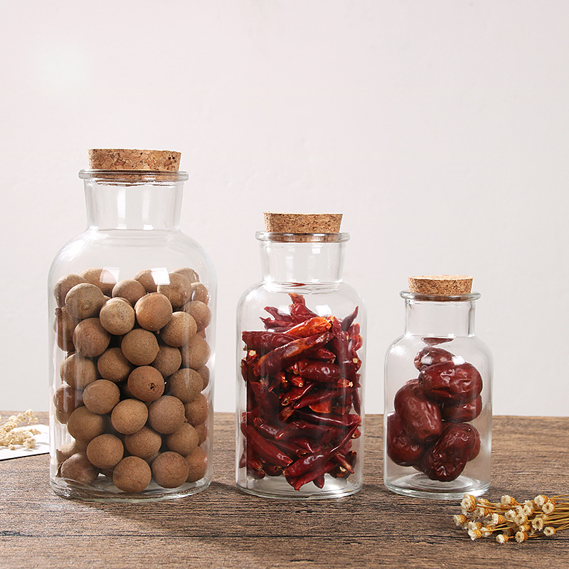 创意木塞玻璃瓶 饮料花茶密封糖果瓶 五谷杂粮厨房储物调味瓶