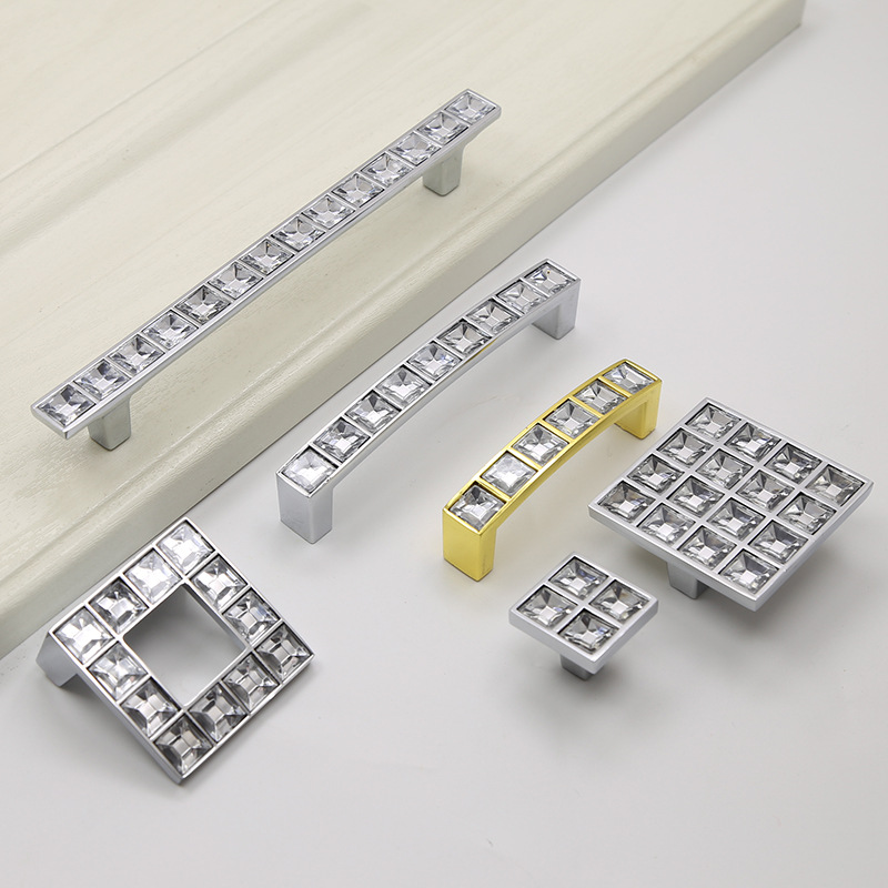 水晶U型拉手现代简约双孔把手