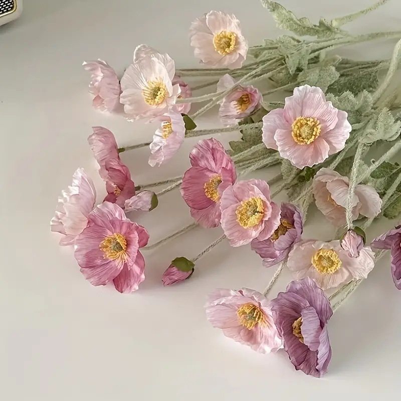 粉色冰岛虞美人仿真假花罂粟花客厅花束装饰摆件虞美人仿真花