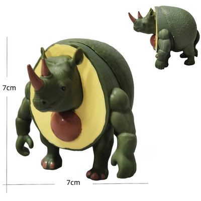 外国AI山海经玩具套装牛油果犀牛模型公仔变异木棍人融合怪摆件