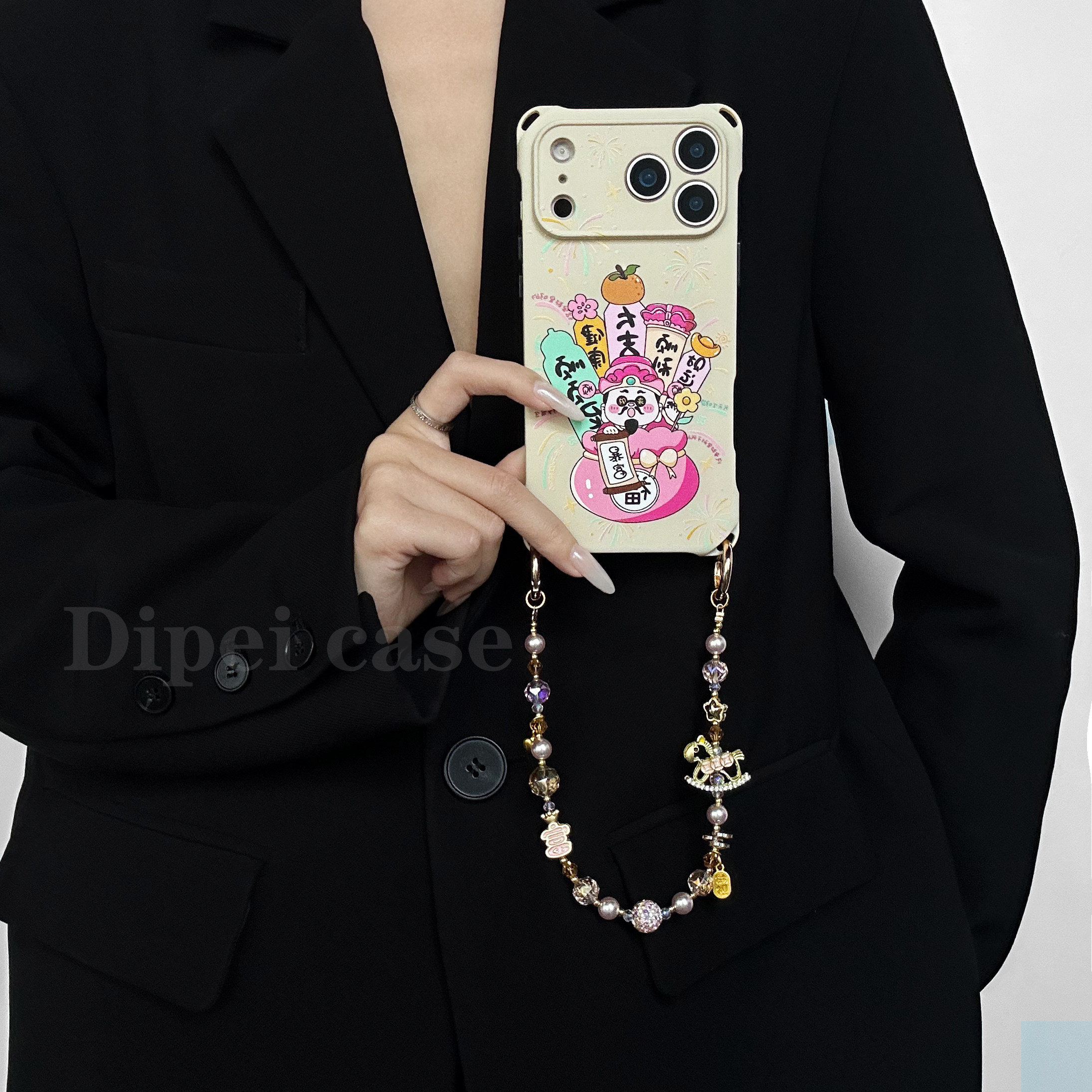 新年福袋财神~17promax四角开孔手机壳带链条适用苹果iPhone16plus防摔华为mate60/70斜挎14新款Pura80手提15,3C数码配件,手机保护套/壳,淘宝优惠券,粉丝福利购,淘宝优惠卷