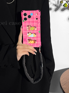 可爱马~mate60挂绳手机壳17Promax四角带孔适用iPhone苹果16plus华为pura80pro/70斜挎新款手提小众小米15/14