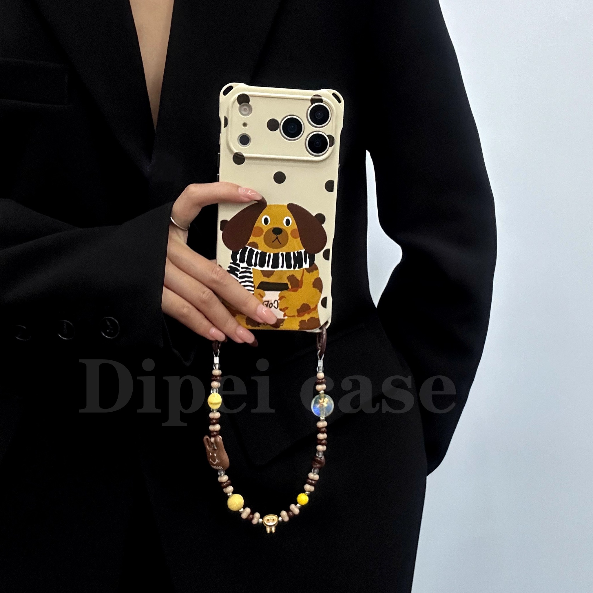 秋冬新款小众设计手机壳带链条