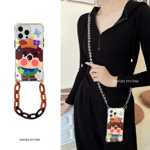 可爱超萌胖小丑链条手机壳斜挎