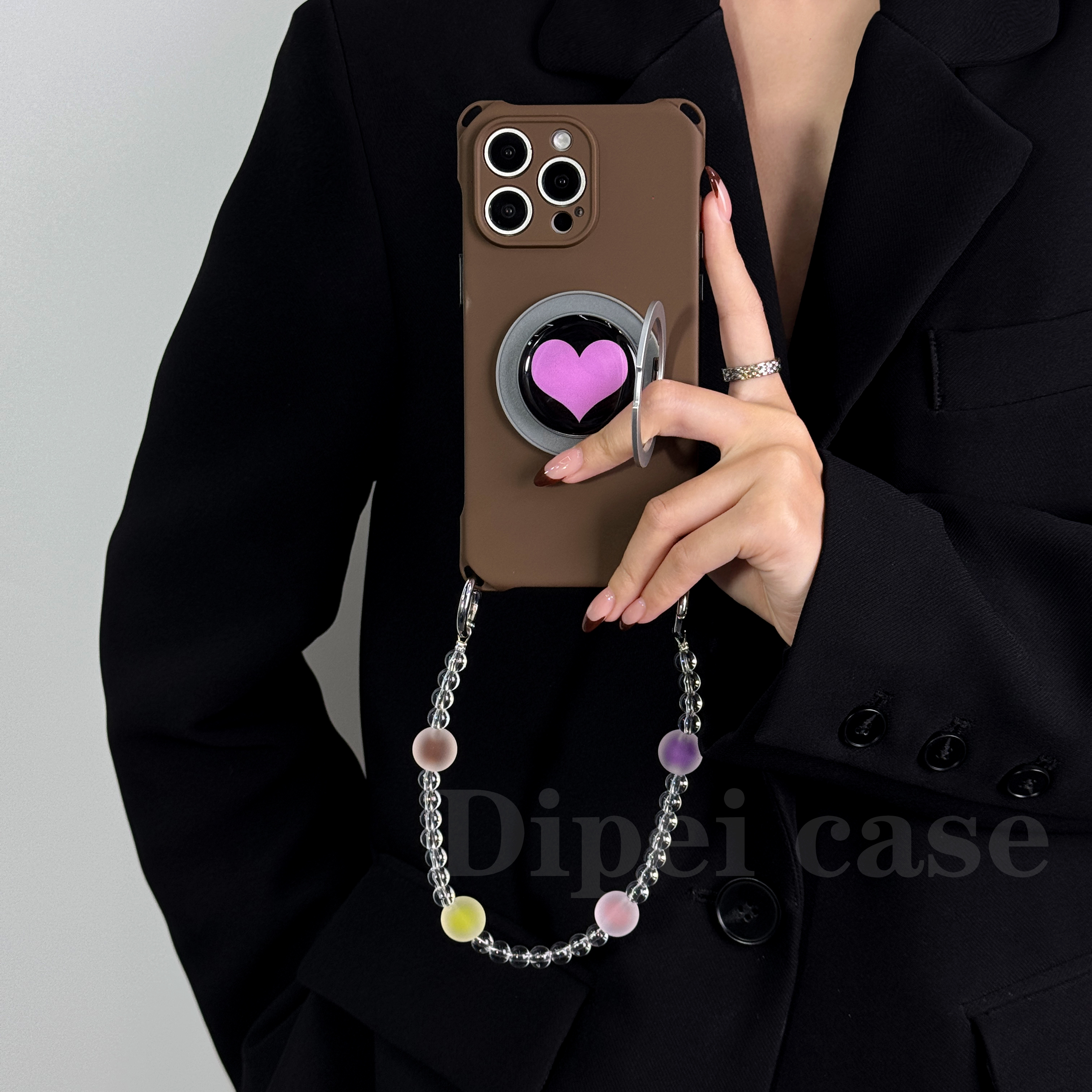 新款大气旋转支架手机壳带链