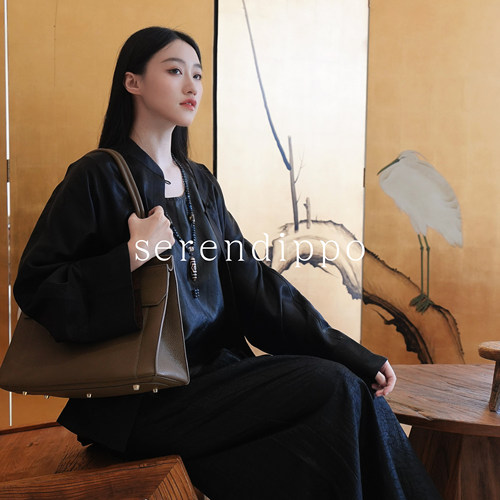 SERENDIPPO「boss girl」香云纱老料100%桑蚕丝双面穿外套