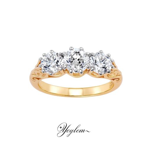 yeylem|中古老欧切复古三石古董925银钻戒