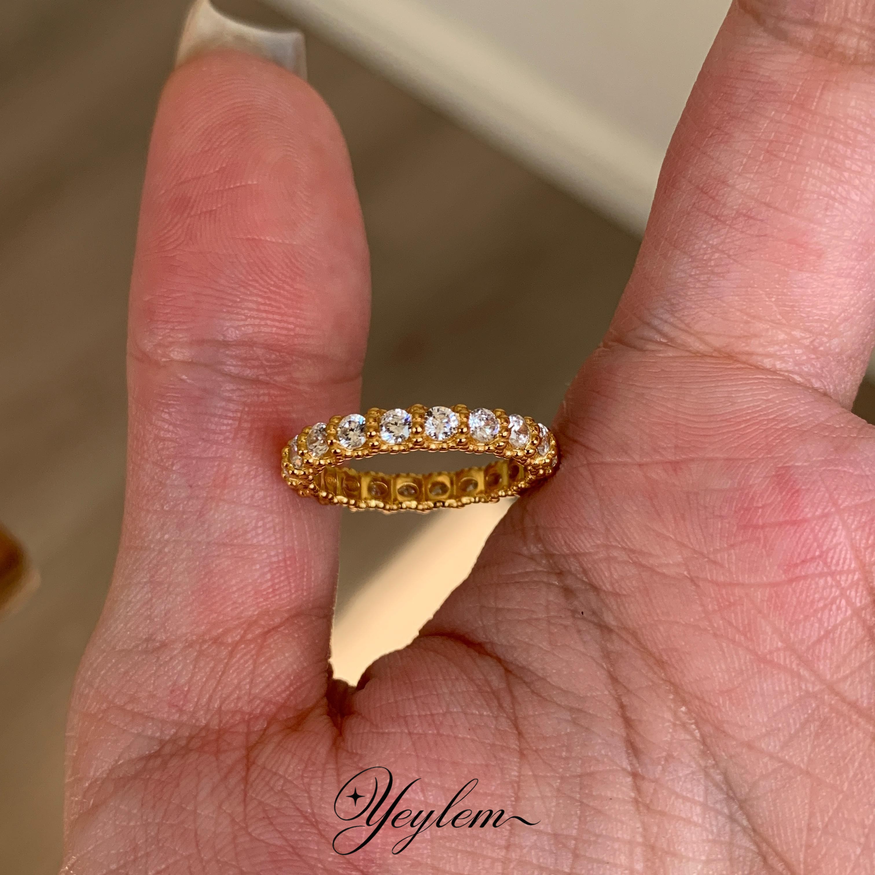 yeylem|珠澜永序·珠边蕾丝满钻复古宫廷风925银排戒 秋季新品