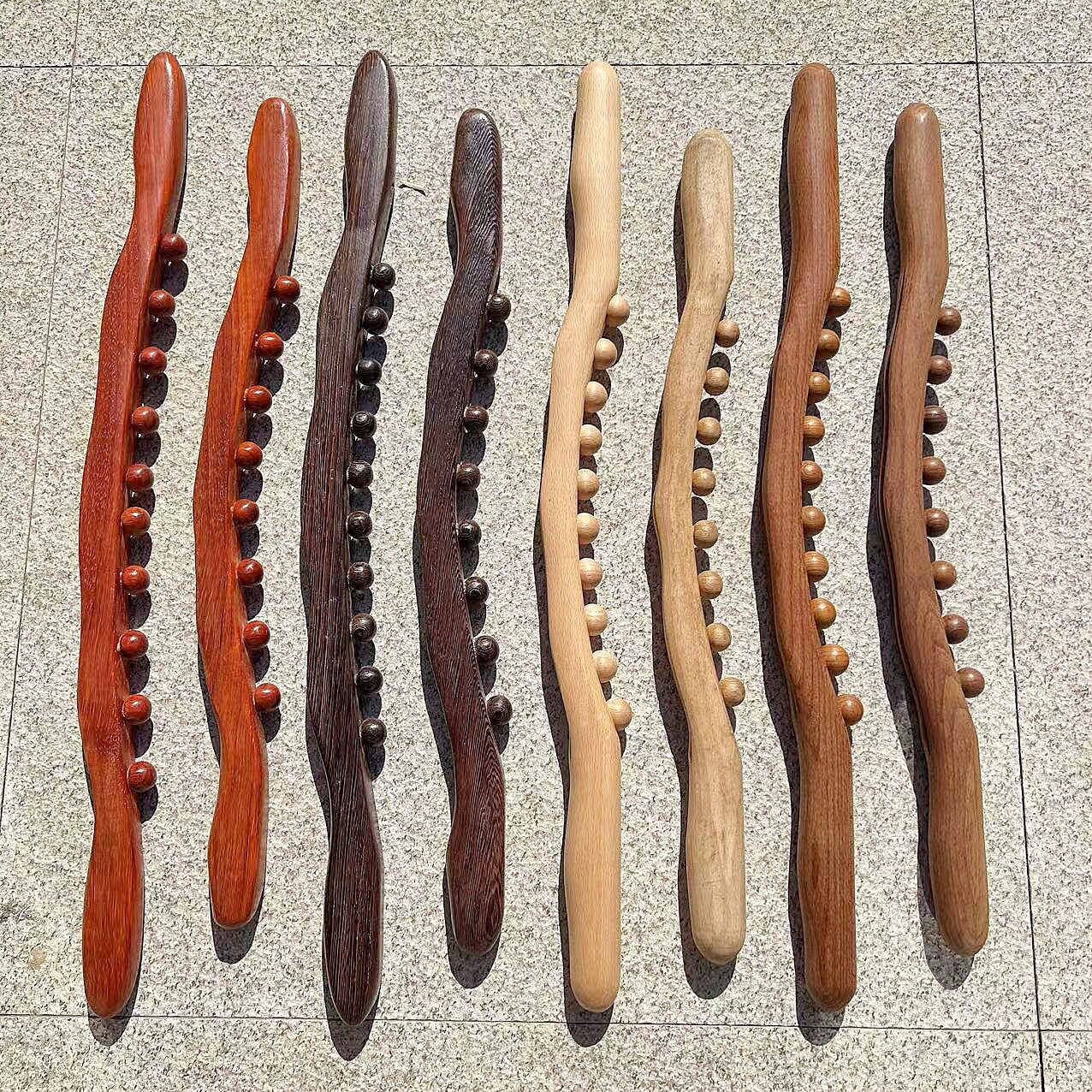 鸡翅木8珠赶筋棒榉木8珠刮痧棒 经络按摩棒 木质红木按摩棒赶筋棒