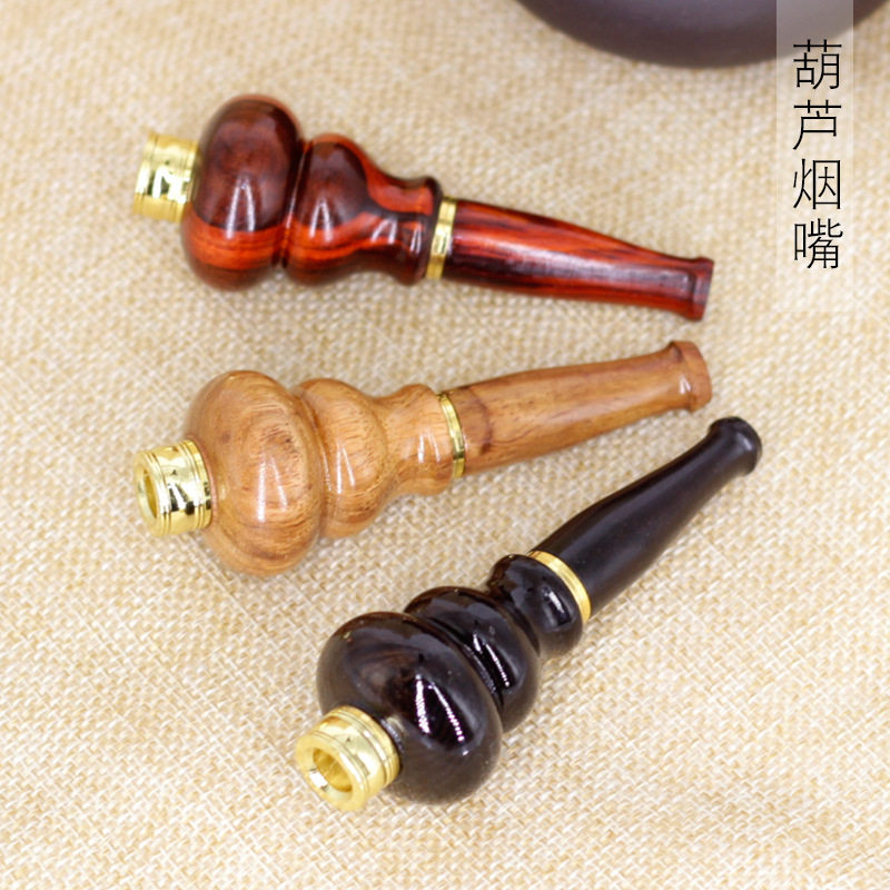 红木黑檀木血檀木花梨木葫芦形状男士烟嘴 拉杆过滤清洗 厂家