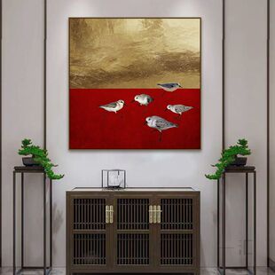 饭店包厢装饰画新中式喜鹊花鸟中国风酒店包间包房墙面挂画餐饮店