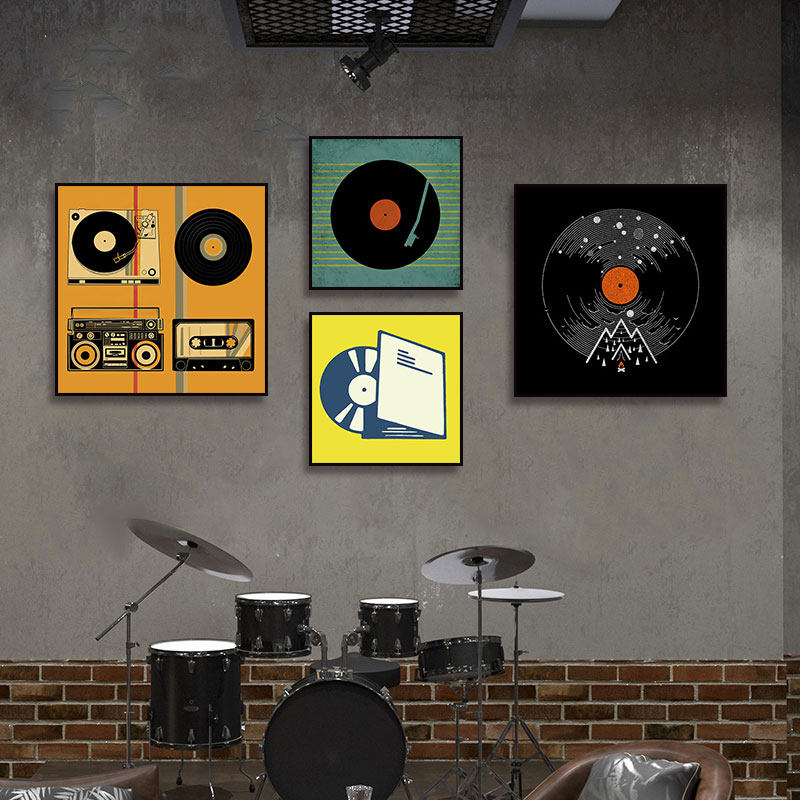创意唱片挂画客厅书房休闲区复古唱碟装饰画录音室音乐酒吧墙壁画