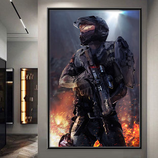 光晕 5守护者4游戏海报挂画电竞房网吧装饰画走廊过道玄关画壁画
