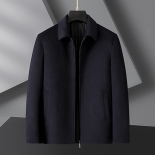 270斤可穿商务大码男装秋冬季翻领羊毛行政夹克宽松休闲肥大外套