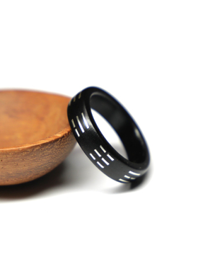 八卦文王木戒指黑檀手工古风