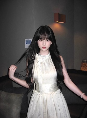 夏安若夏季新款甜美法式欲辣妹无袖连衣裙富家千金收腰显瘦字短