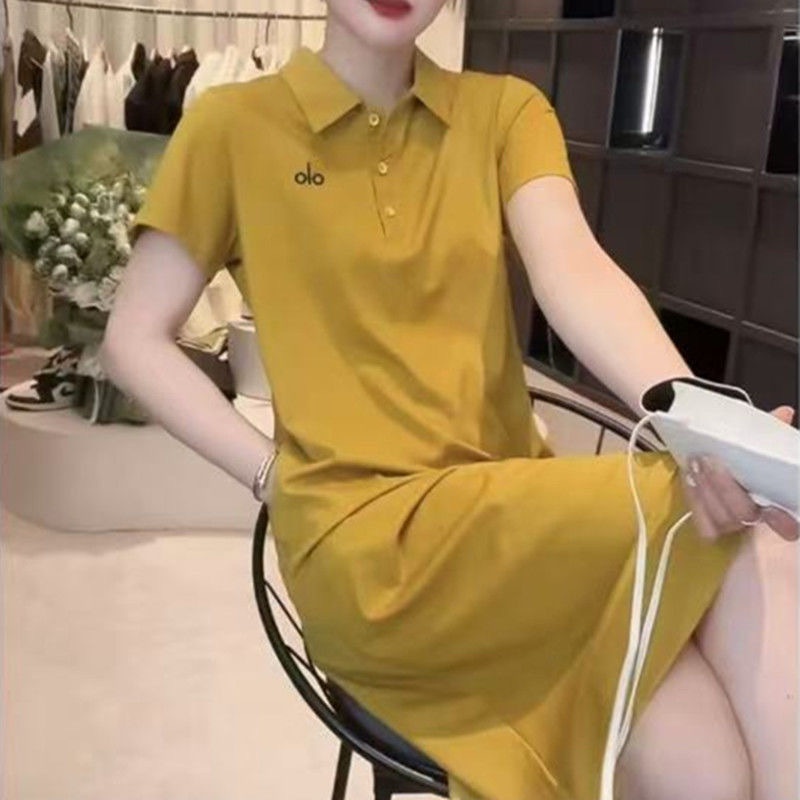 夏安若polo领休闲运动连衣裙2025夏装新款大码遮肚减龄气质中长款