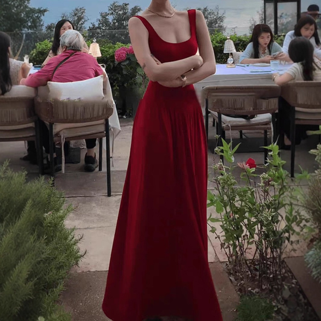 夏安若2025夏季新款玛格丽特复古方领随意感百搭法式简约高腰