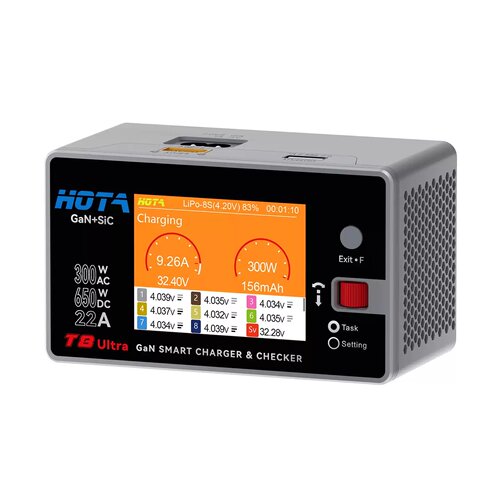 HOTA T8 Ultra氮化镓AC/DC AC 300W DC 650W22A 8S航模智能充电器