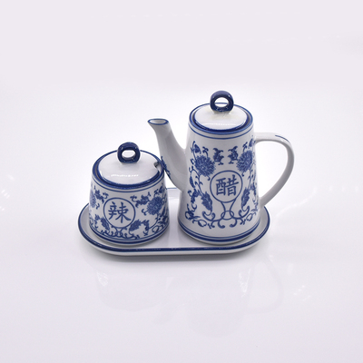 青花瓷调味罐餐桌醋壶三件套商用
