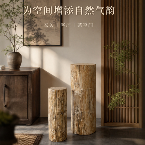 寓石林木化石装饰架现代玄关摆件