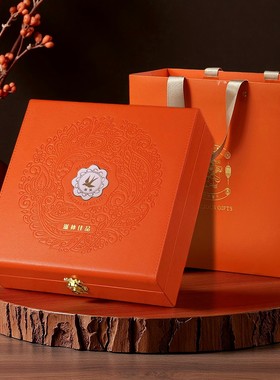 燕窝包装盒橙色皮盒盖高档礼品盒100-250克容量燕盏空盒子包邮