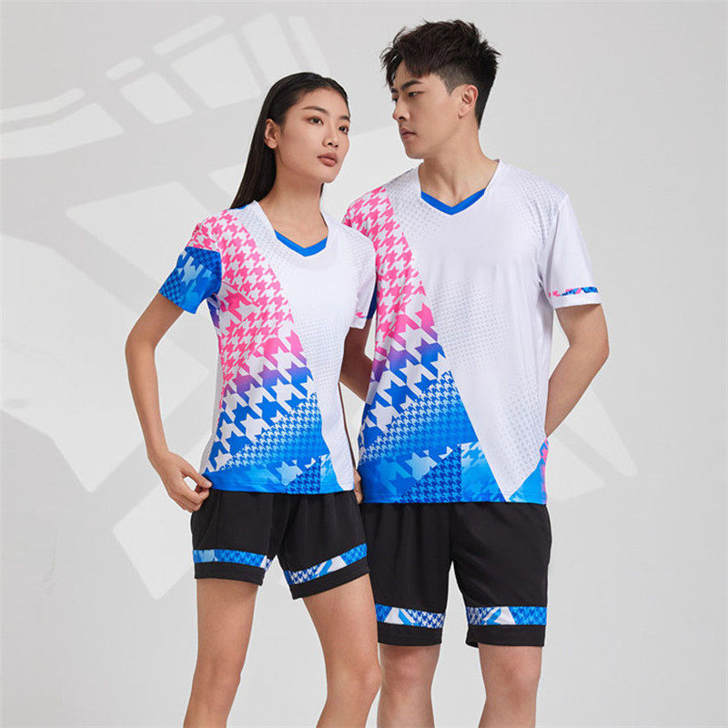 快干吸汗速干羽毛球服套装V领男女童新款印字排球衣运动比赛乒乓