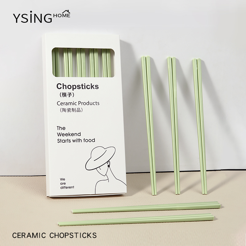 奶油风陶瓷筷子防摔防滑食品级