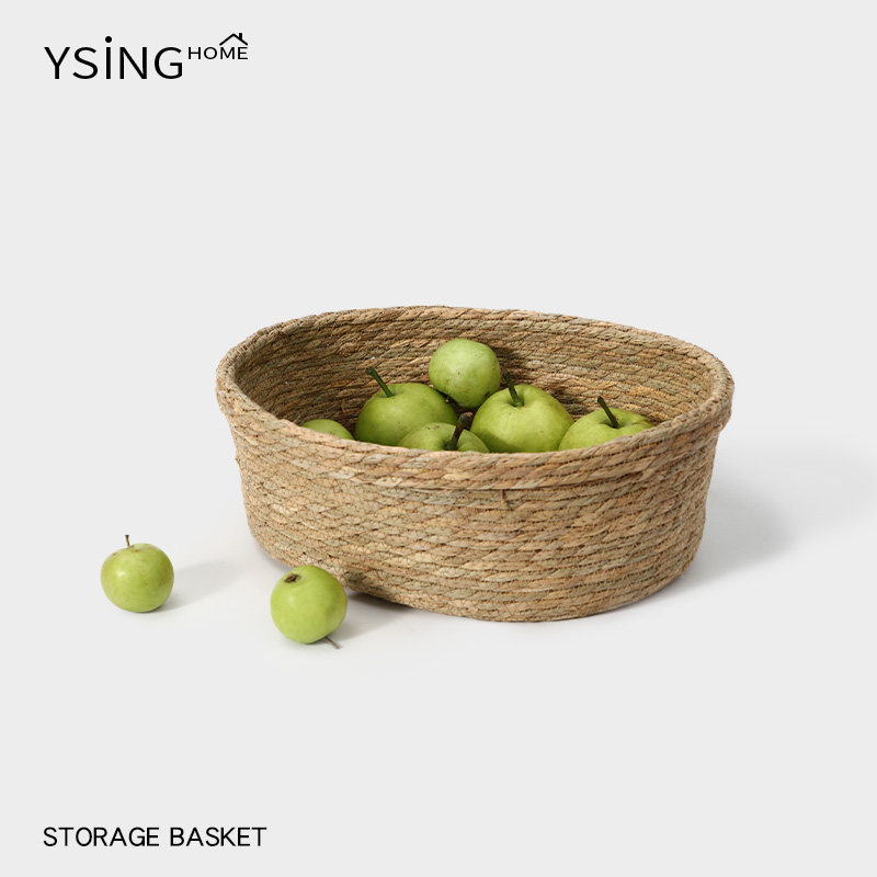 草编收纳筐水果篮家用客厅桌面零食杂物藤编收纳篮日式杂物储物筐