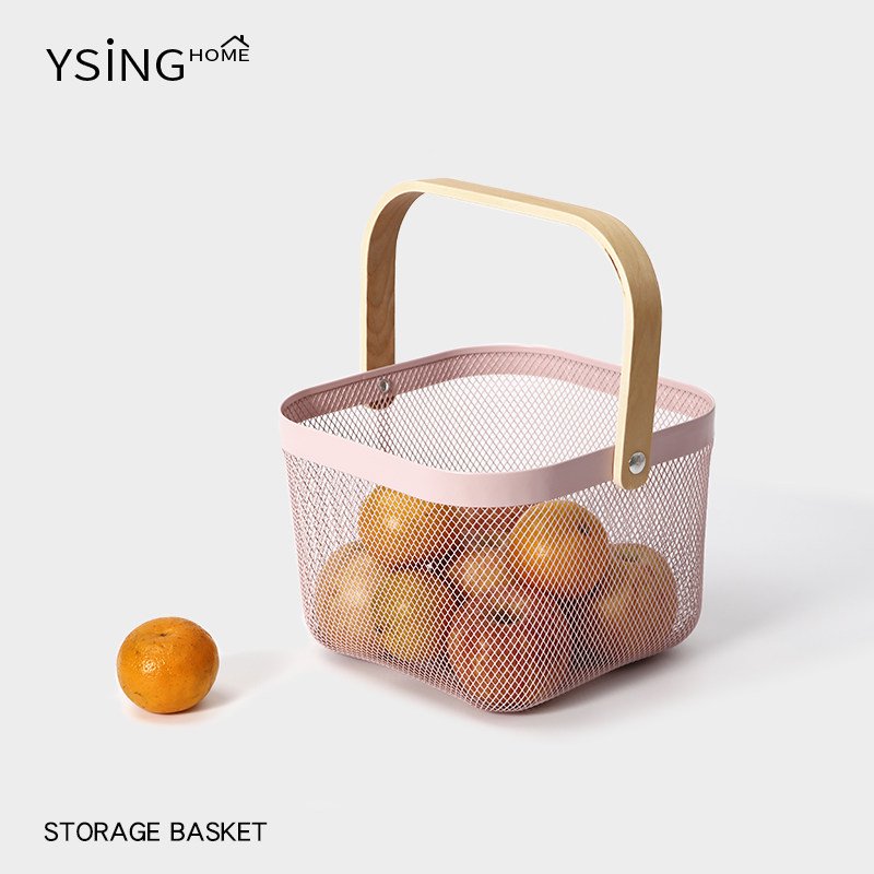 水果收纳筐客厅家用桌面杂物铁篮高颜值沥水手提筐子菜篮子零食筐