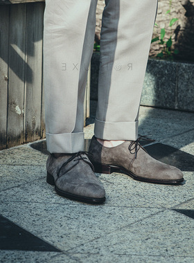 英国George Cleverley手工皮鞋男 固特异工艺捻角羚皮Derby德比鞋