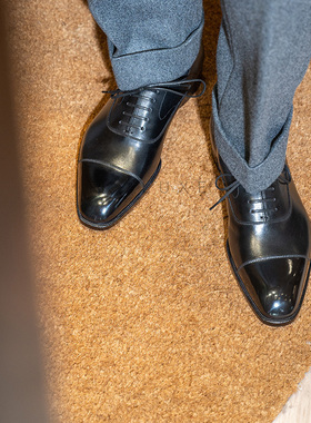 Oct Tenth手工固特异皮鞋 手缝沿条工艺黑色商务正装Oxford牛津鞋