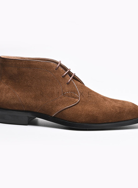 Notations匠心手工沙漠靴 棕色雅丹风方头恰卡靴英伦布雷克德比靴