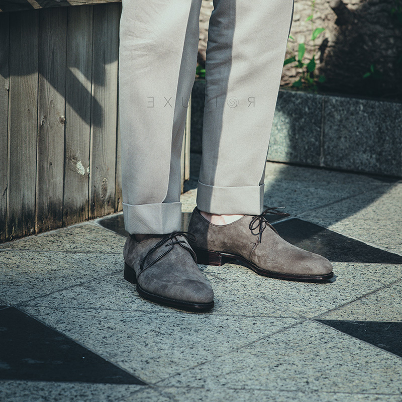 英国George Cleverley手工皮鞋男 固特异工艺捻角羚皮Derby德比鞋