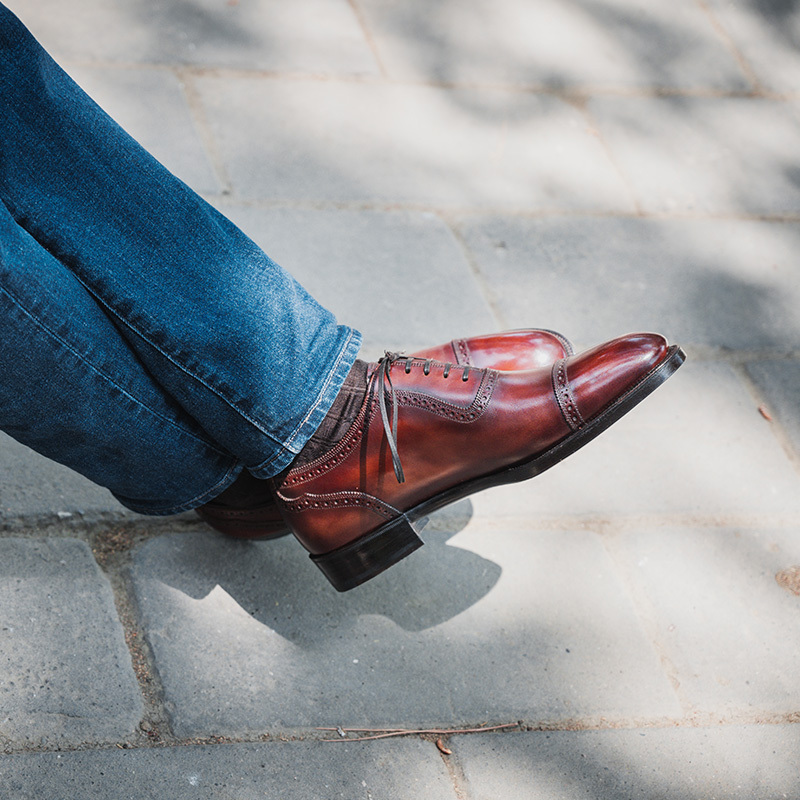 意大利手工固特异工艺牛津皮鞋