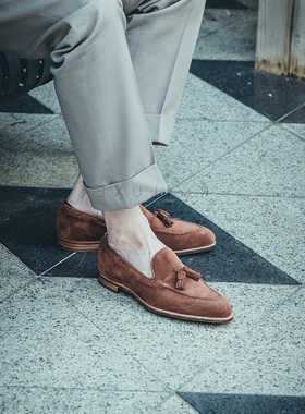 英国George Cleverley手工皮鞋固特异流苏乐福鞋男Tassels loafer