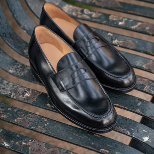 雅生AXEN国产固特异工艺便士乐福通勤男翻毛皮光面皮penny Loafer