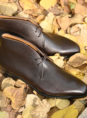 Oct Tenth手缝沿条结构恰卡靴 国货之光手工沙漠靴高帮皮鞋Chukka