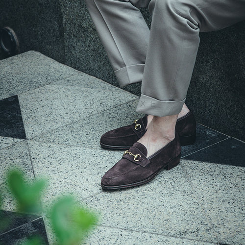 英国George Cleverley固特异皮鞋 马衔扣鹿皮手工乐福鞋男 Loafer