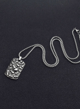 骷髅头纹不锈钢朋克项链男女