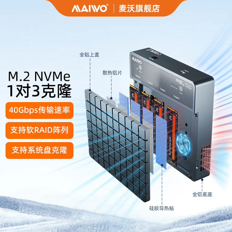 麦沃m.2 nvme硬盘盒一拖3拷贝机usb4.0固态硬盘雷电4读写硬盘底座,电脑硬件/显示器/电脑周边,硬盘盒,淘宝优惠券,粉丝福利购,淘宝优惠卷