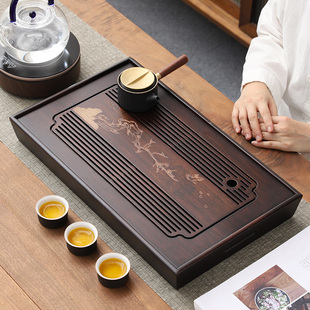 简易四方托盘实木茶具干泡小型储水式 竹长方形茶盘家用新款 小茶台