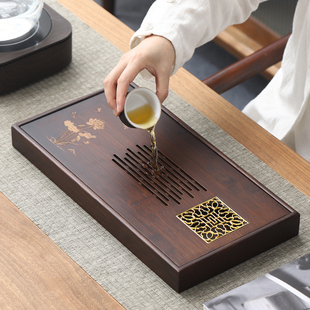 简易托盘实木茶具干泡小型储水式 竹长方形茶盘家用新款 小茶台